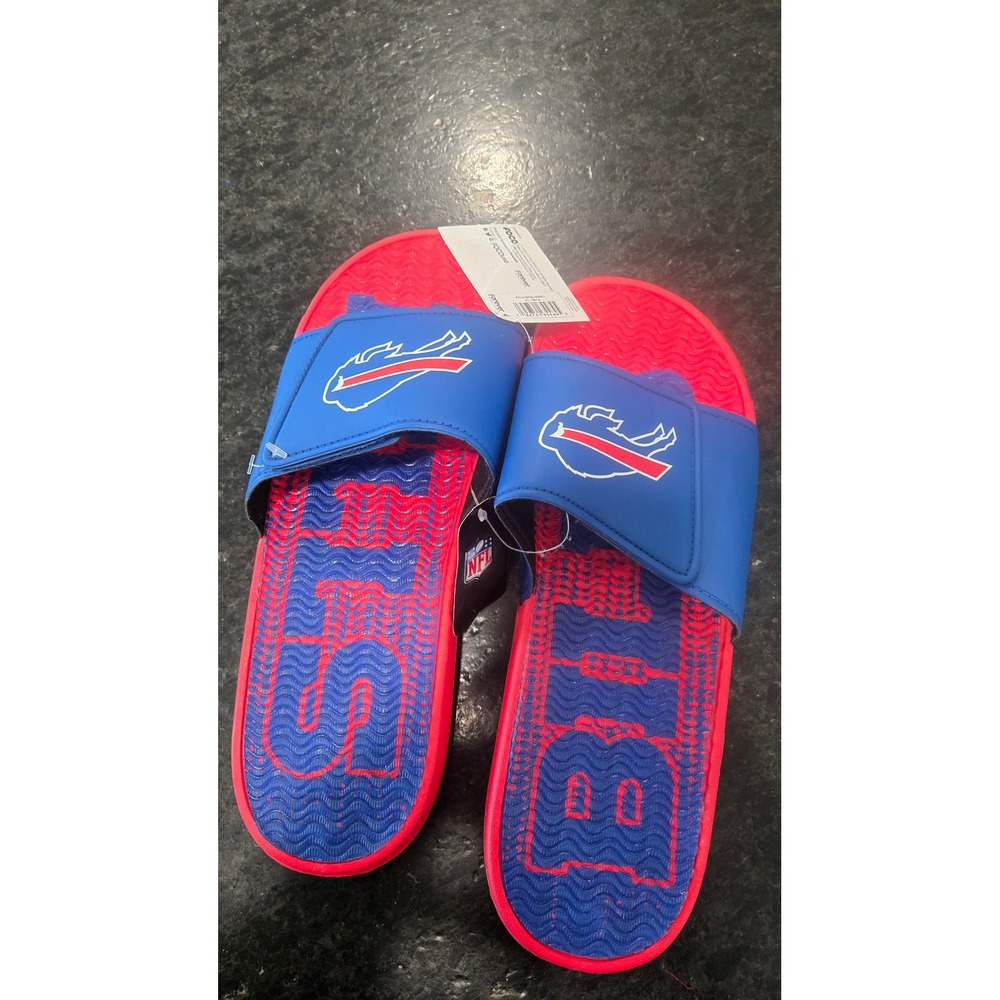 FOCO NFL Buffalo Bills Men's Gel Slide Sandals Blue Red Size XL 13-14‎ NEW